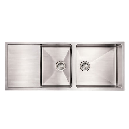 Whitehaus SS Commercial Dbl Bowl Rvrsbl Undermount Sink W/ An Integral Drain Boa WHNCMD5221
